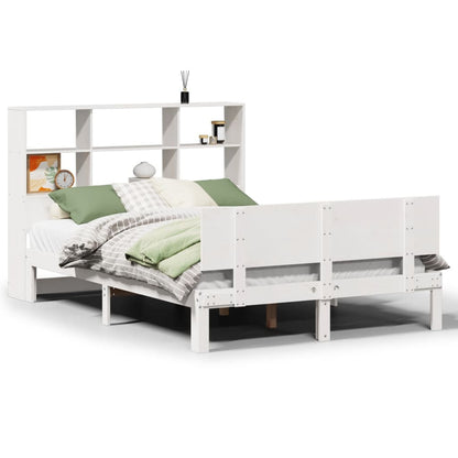 Bookcase Bed without Mattress White 160x200cm Solid Wood Pine