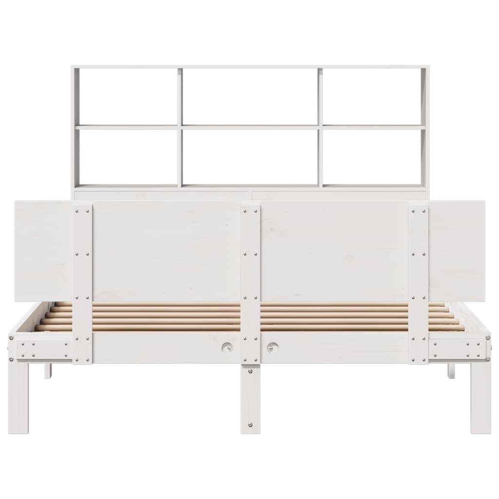 Bookcase Bed without Mattress White 160x200cm Solid Wood Pine
