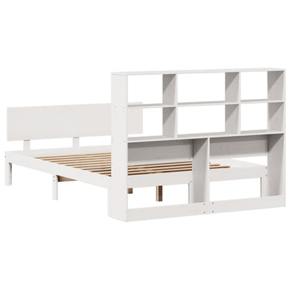 Bookcase Bed without Mattress White 160x200cm Solid Wood Pine