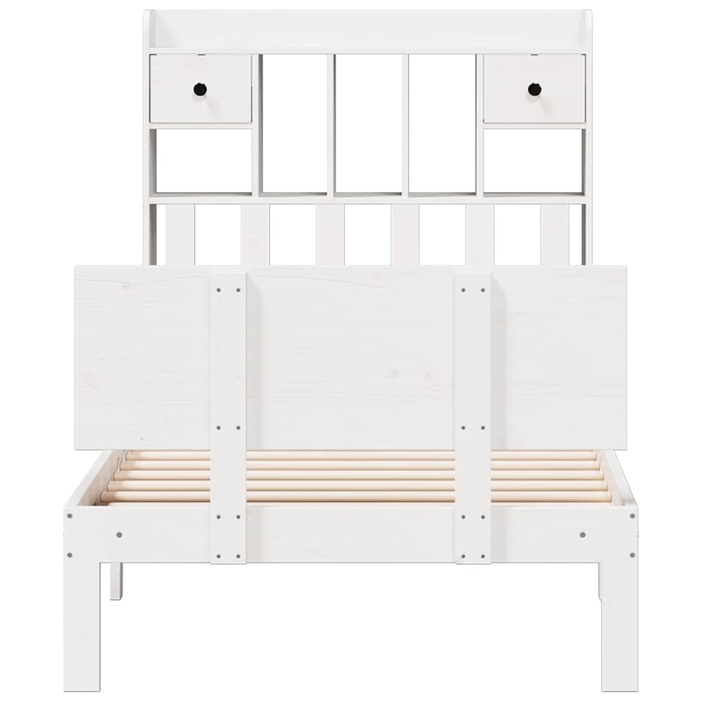 Bookcase Bed without Mattress White 75x190cm Solid Wood Pine