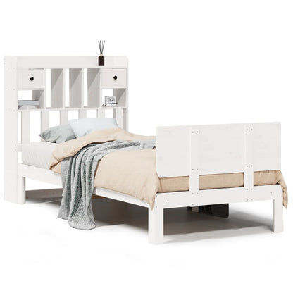Bookcase Bed without Mattress White 90x190cm Solid Wood Pine