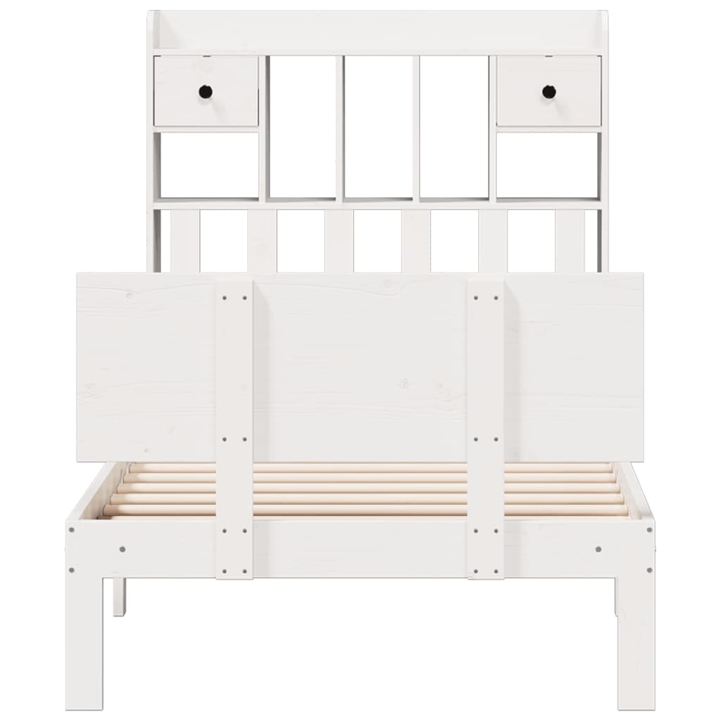 Bookcase Bed without Mattress White 90x190cm Solid Wood Pine