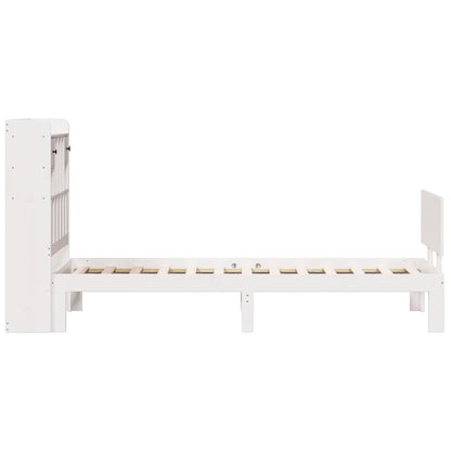 Bookcase Bed without Mattress White 90x190cm Solid Wood Pine