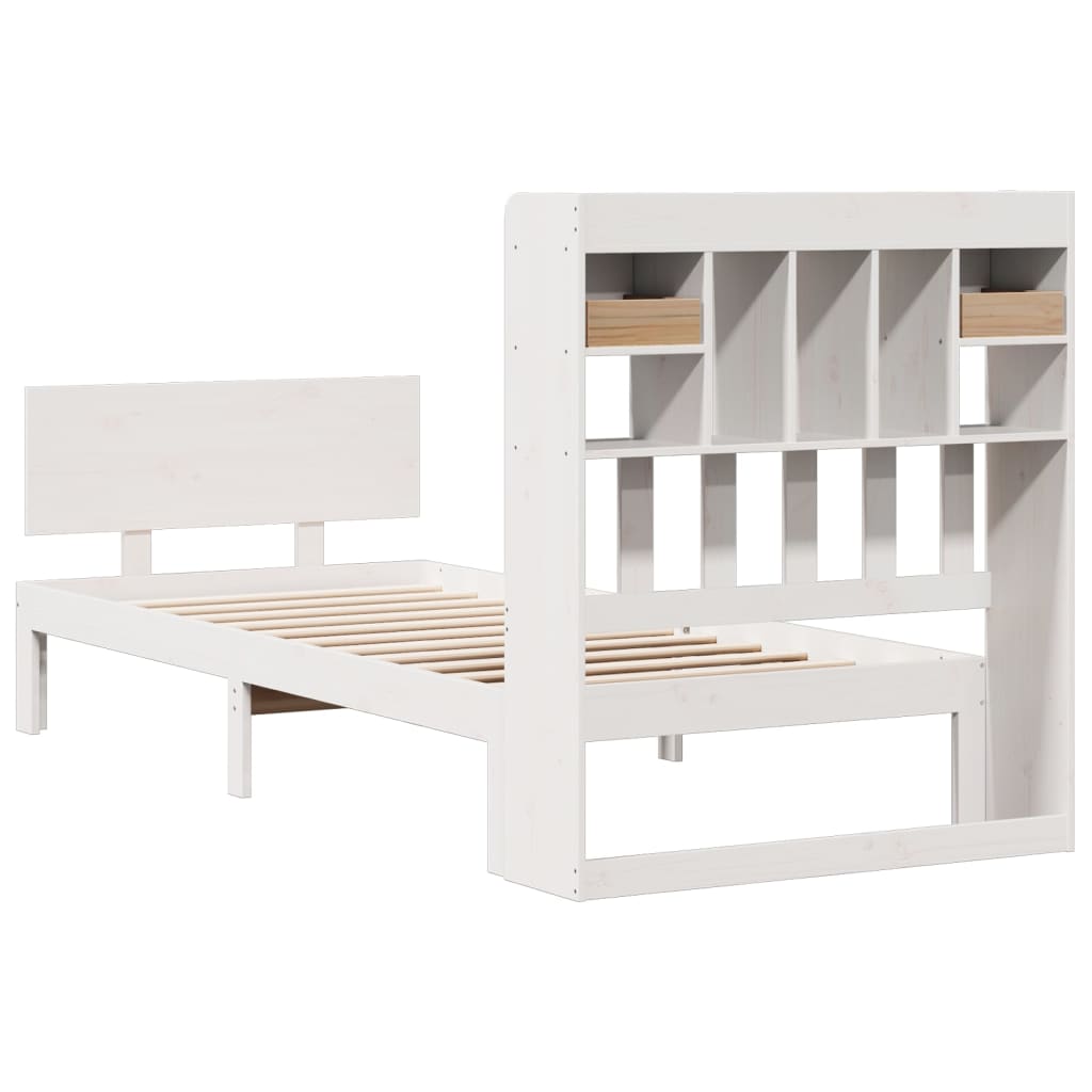 Bookcase Bed without Mattress White 90x190cm Solid Wood Pine