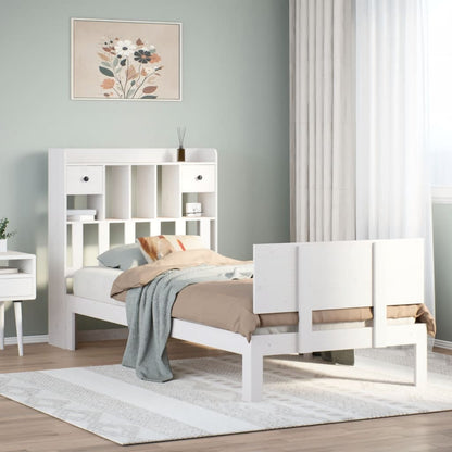 Bookcase Bed without Mattress White 90x190cm Solid Wood Pine