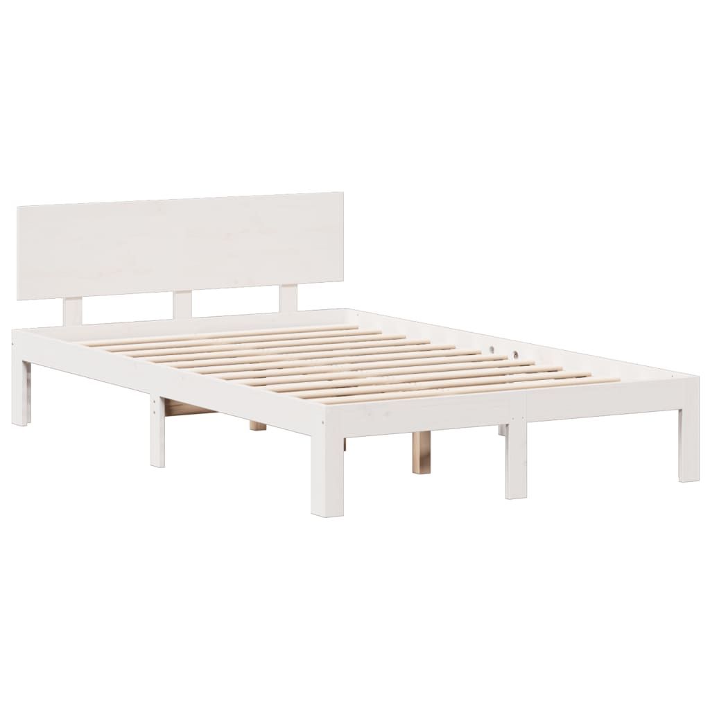 Bookcase Bed without Mattress White 135x190 cm Double Solid Wood Pine