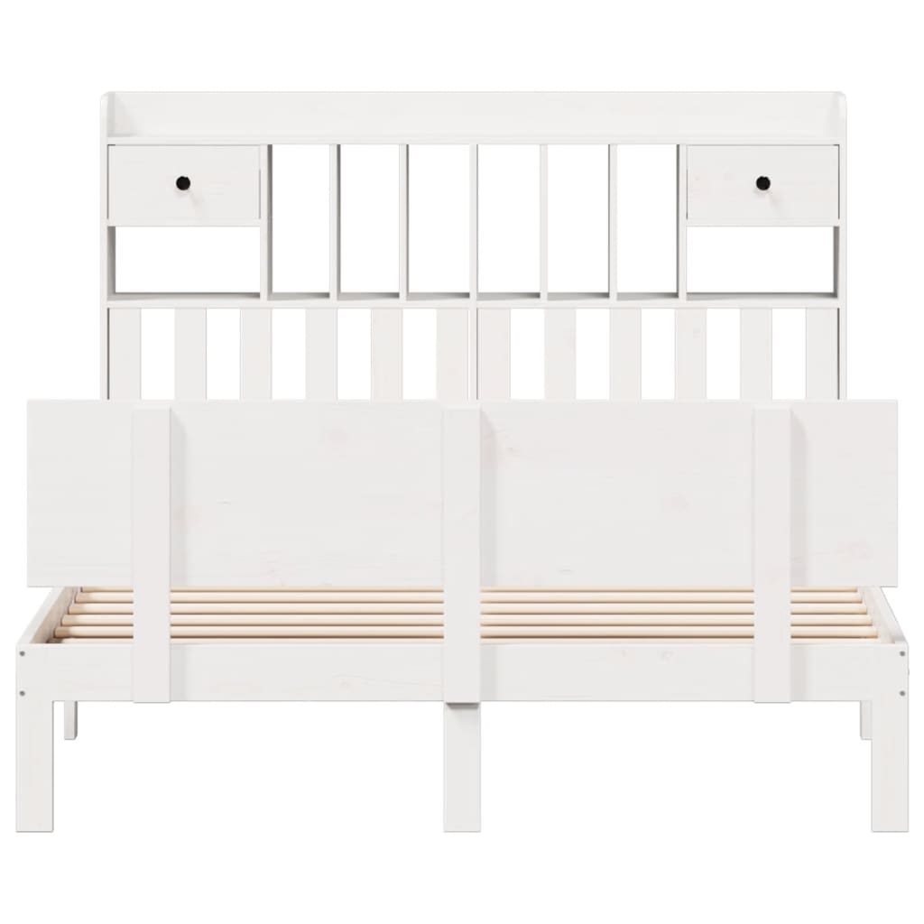 Bookcase Bed without Mattress White 140x190cm Solid Wood Pine