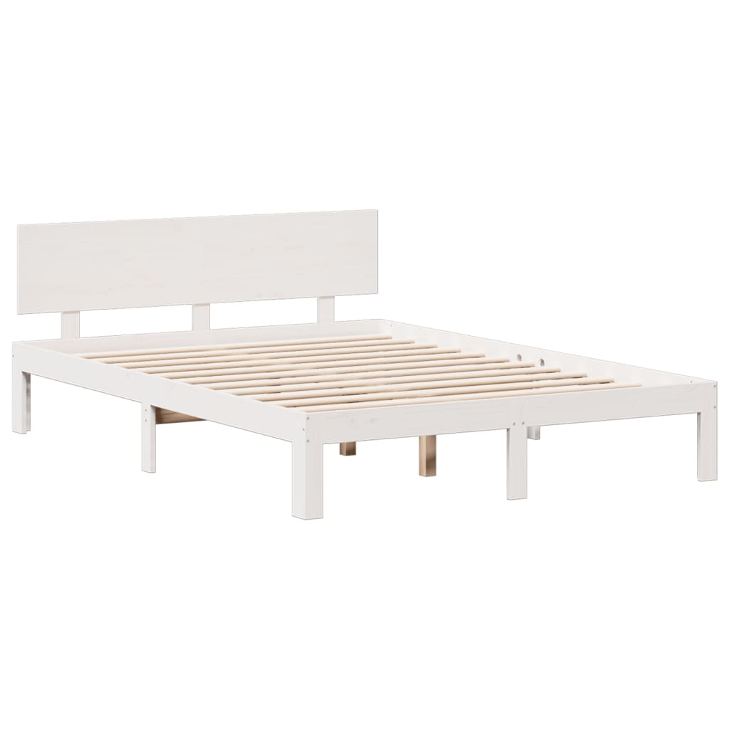Bookcase Bed without Mattress White 140x190cm Solid Wood Pine
