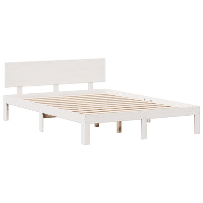 Bookcase Bed without Mattress White 140x190cm Solid Wood Pine