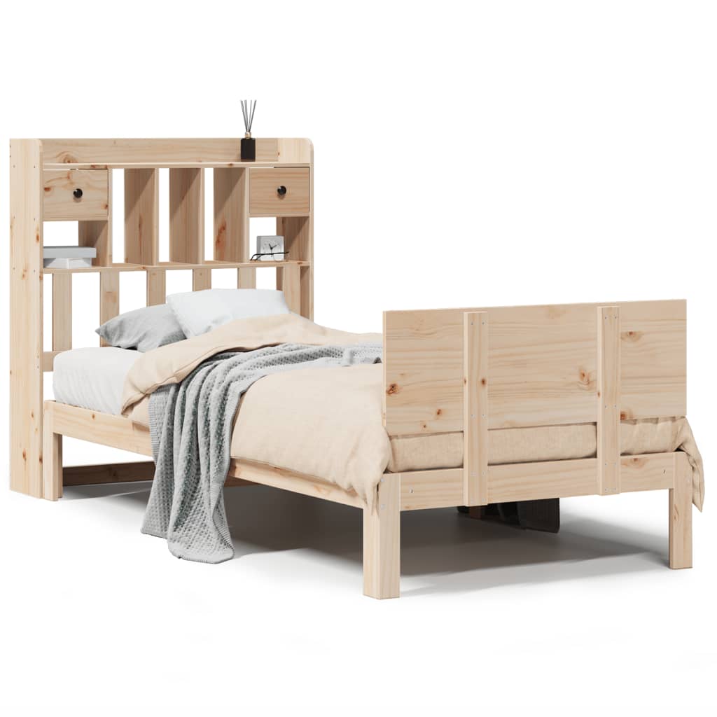 Bookcase Bed without Mattress 90x200cm Solid Wood Pine