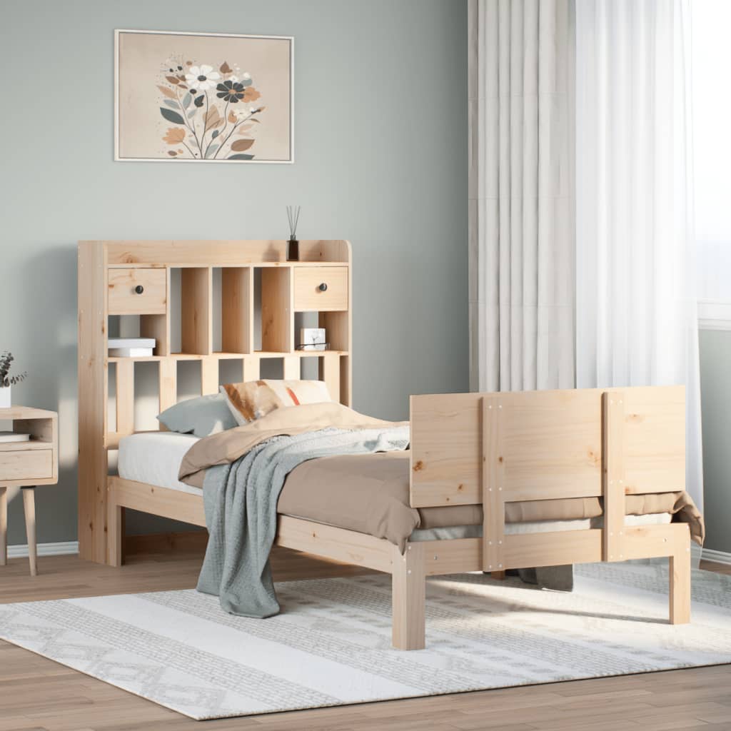 Bookcase Bed without Mattress 90x200cm Solid Wood Pine