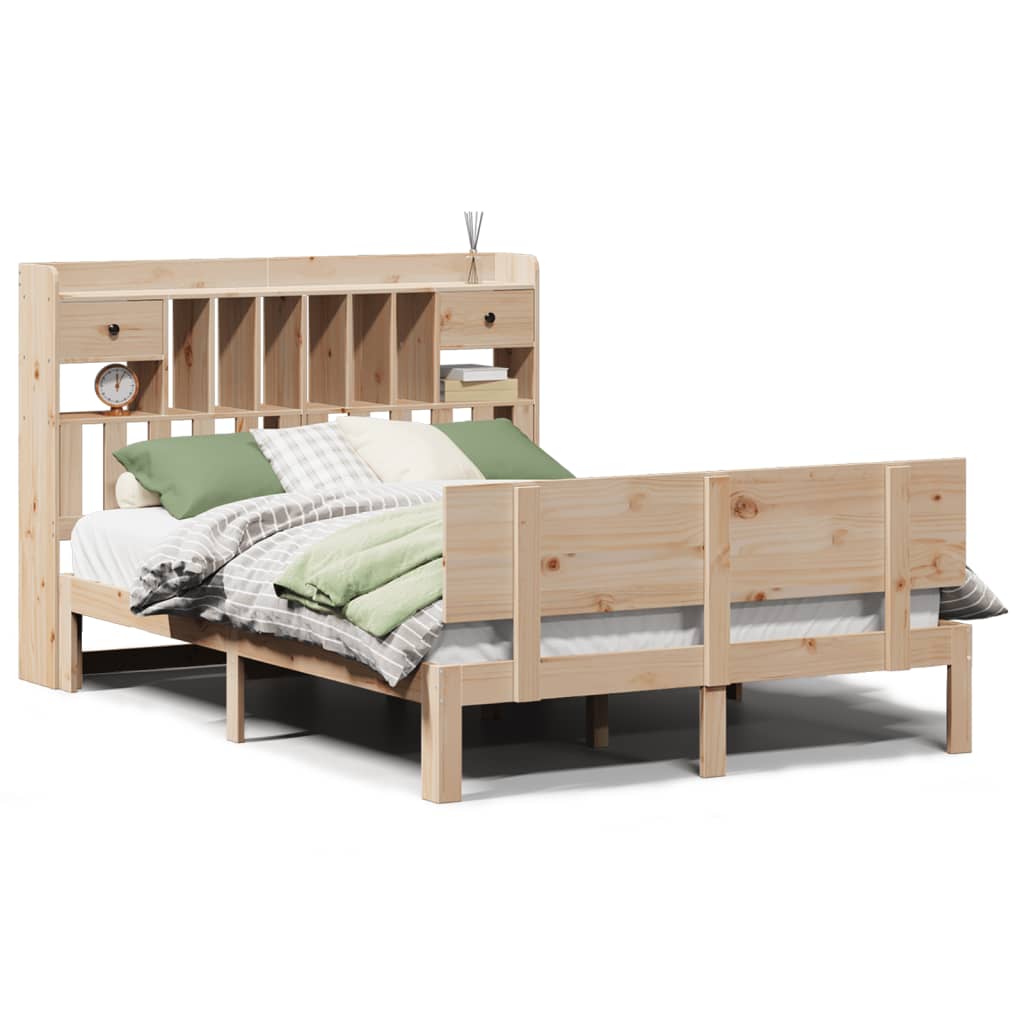 Bookcase Bed without Mattress 140x200cm Solid Wood Pine