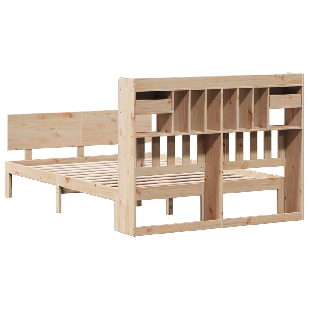 Bookcase Bed without Mattress 140x200cm Solid Wood Pine
