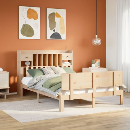 Bookcase Bed without Mattress 140x200cm Solid Wood Pine