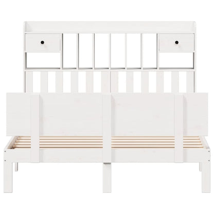Bookcase Bed without Mattress White 160x200cm Solid Wood Pine