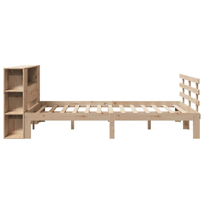 Bookcase Bed without Mattress 135x190 cm Double Solid Wood Pine