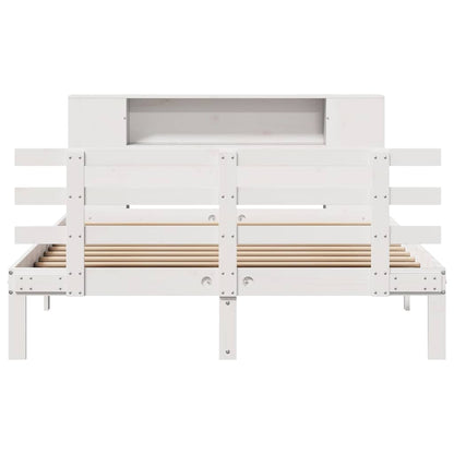 Bookcase Bed without Mattress White 135x190 cm Double Solid Wood Pine