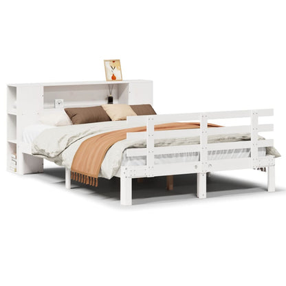 Bookcase Bed without Mattress White 140x190cm Solid Wood Pine