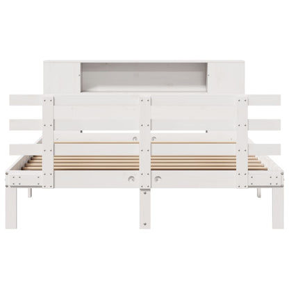 Bookcase Bed without Mattress White 140x190cm Solid Wood Pine