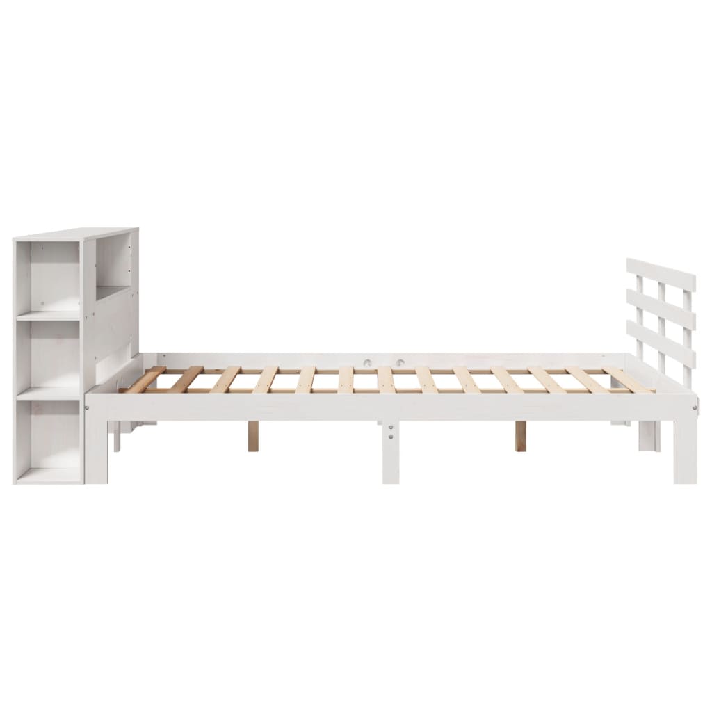 Bookcase Bed without Mattress White 140x190cm Solid Wood Pine