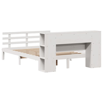 Bookcase Bed without Mattress White 160x200cm Solid Wood Pine