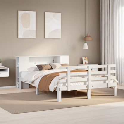 Bookcase Bed without Mattress White 160x200cm Solid Wood Pine