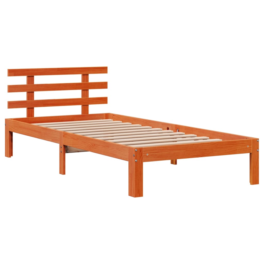 Bookcase Bed without Mattress Wax Brown 100x200cm Solid Wood Pine