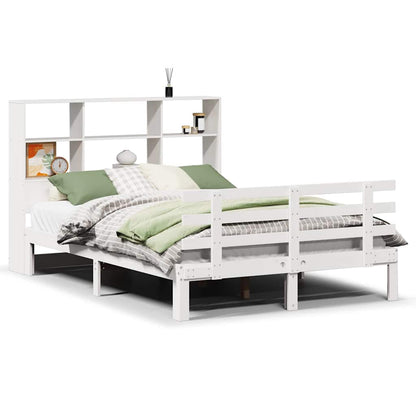 Bookcase Bed without Mattress White 160x200cm Solid Wood Pine