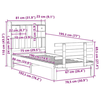 Bookcase Bed without Mattress 75x190 cm Small Single Solid Wood Pine