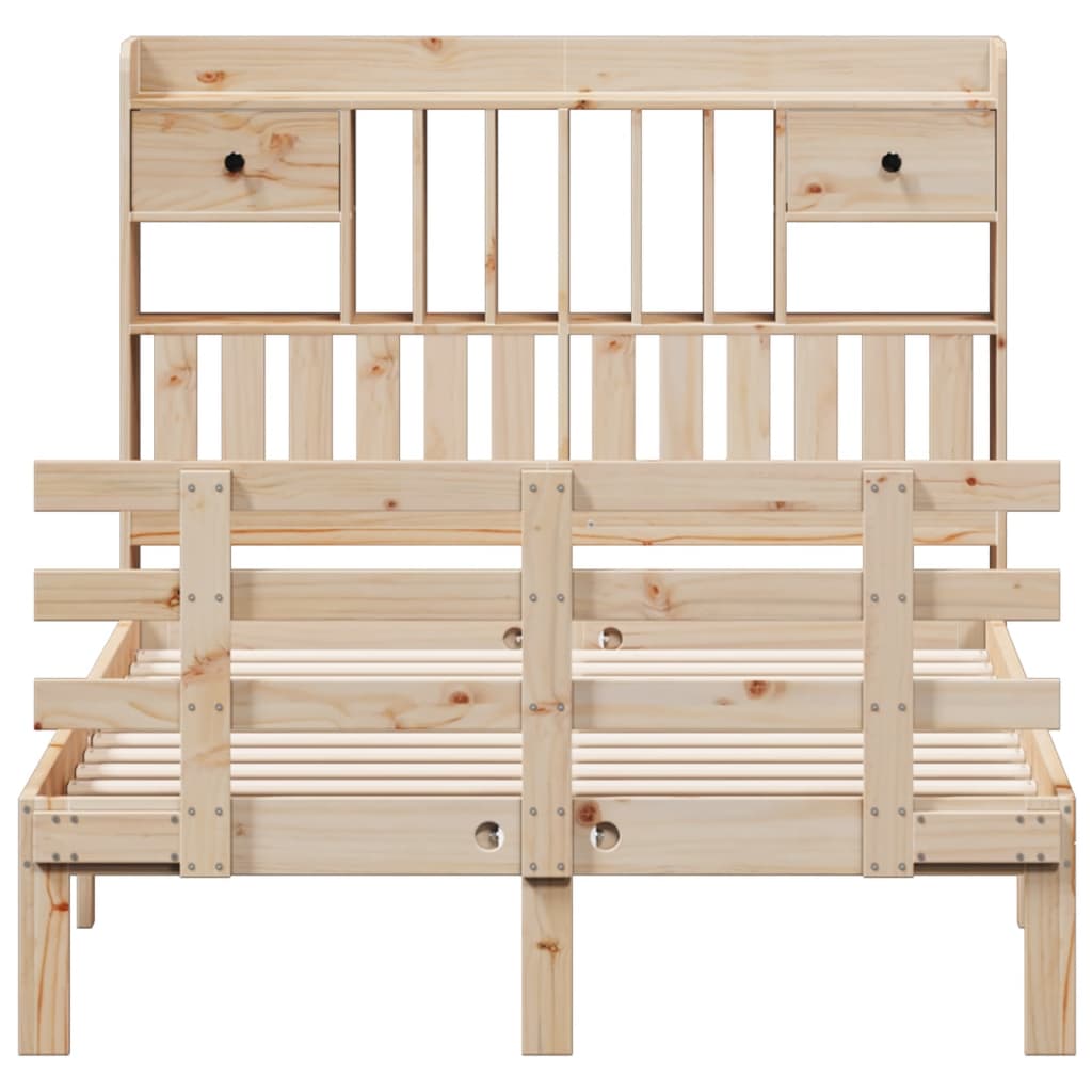 Bookcase Bed without Mattress 135x190 cm Double Solid Wood Pine