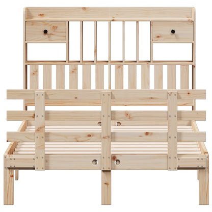 Bookcase Bed without Mattress 135x190 cm Double Solid Wood Pine