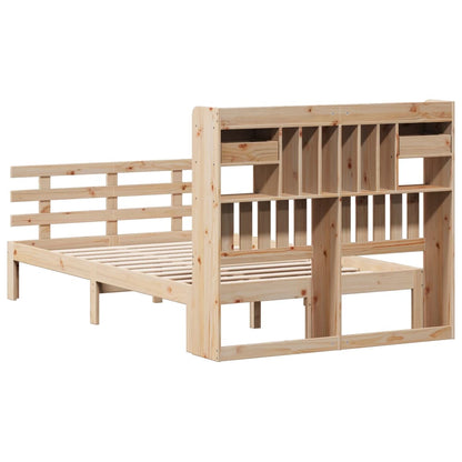 Bookcase Bed without Mattress 135x190 cm Double Solid Wood Pine