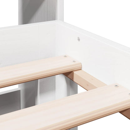 Bookcase Bed without Mattress White 135x190 cm Double Solid Wood Pine