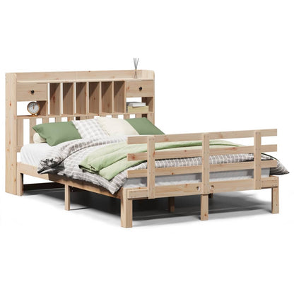 Bookcase Bed without Mattress 140x190 cm Solid Wood Pine