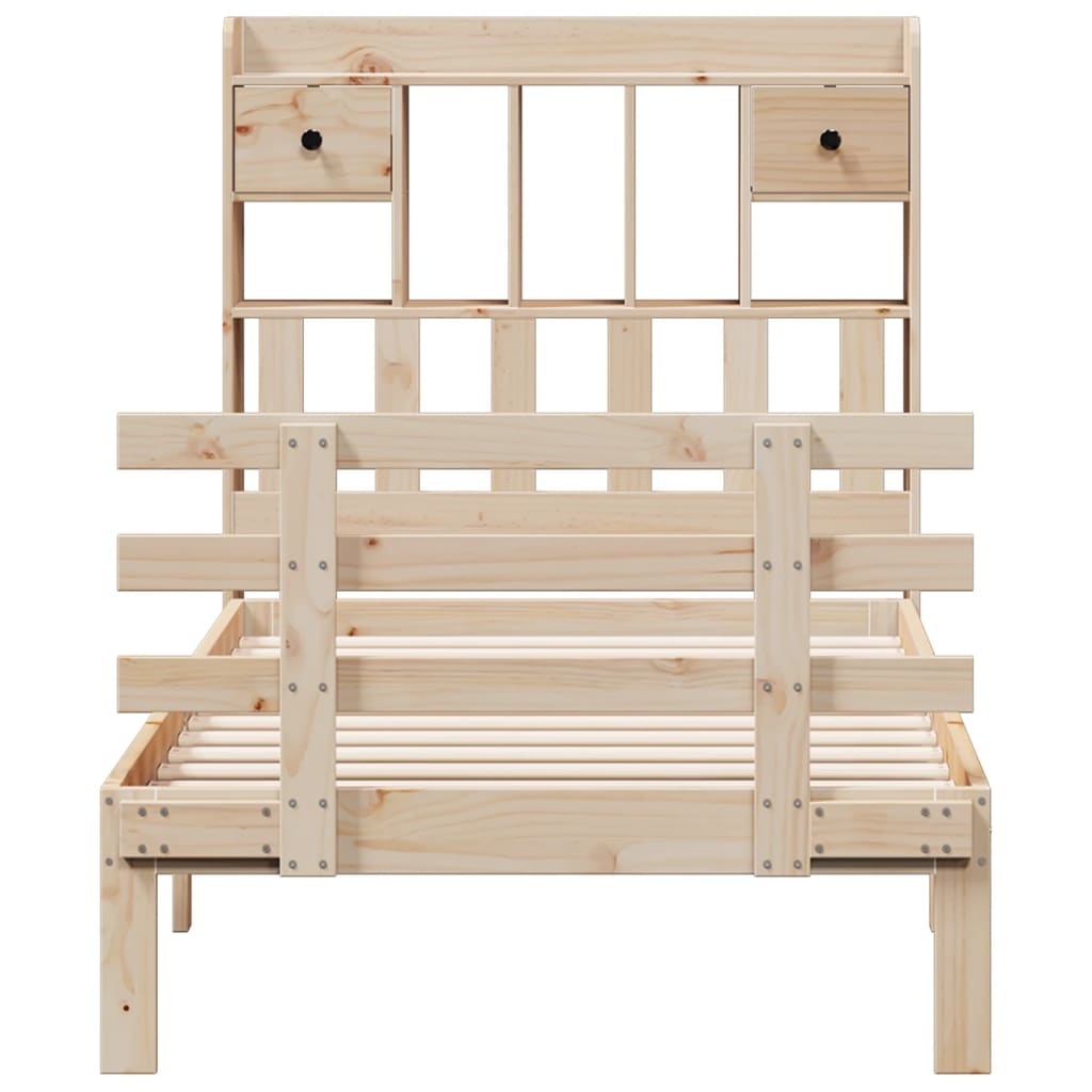 Bookcase Bed without Mattress 100x200cm Solid Wood Pine