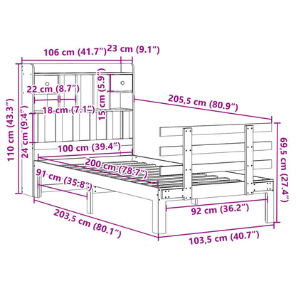 Bookcase Bed without Mattress 100x200cm Solid Wood Pine