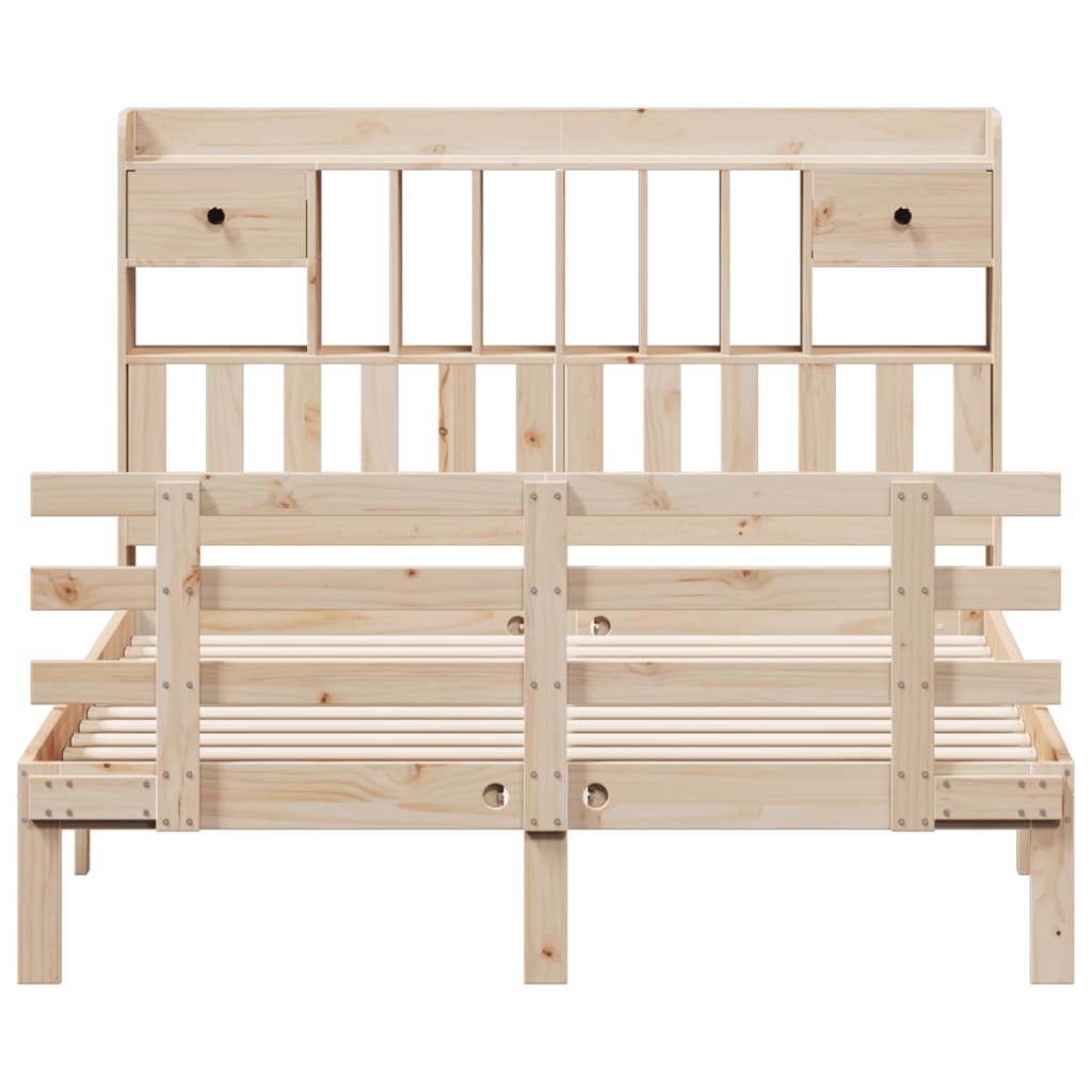 Bookcase Bed without Mattress 140x200 cm Solid Wood Pine