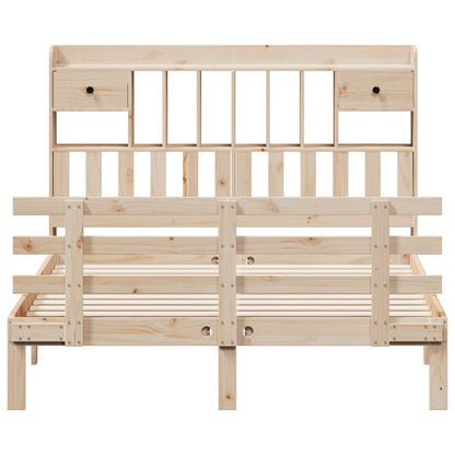 Bookcase Bed without Mattress 140x200 cm Solid Wood Pine