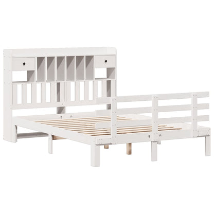 Bookcase Bed without Mattress White 140x200 cm Solid Wood Pine