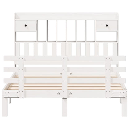 Bookcase Bed without Mattress White 140x200 cm Solid Wood Pine