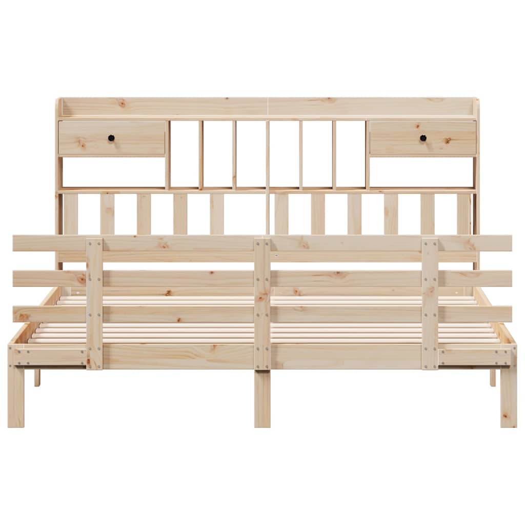 Bookcase Bed without Mattress 180x200 cm Super King Solid Wood Pine