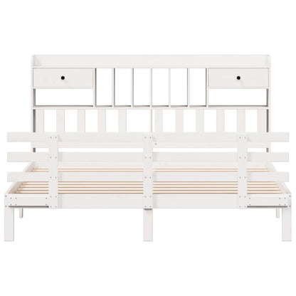 Bookcase Bed without Mattress White 180x200 cm Super King Solid Wood Pine