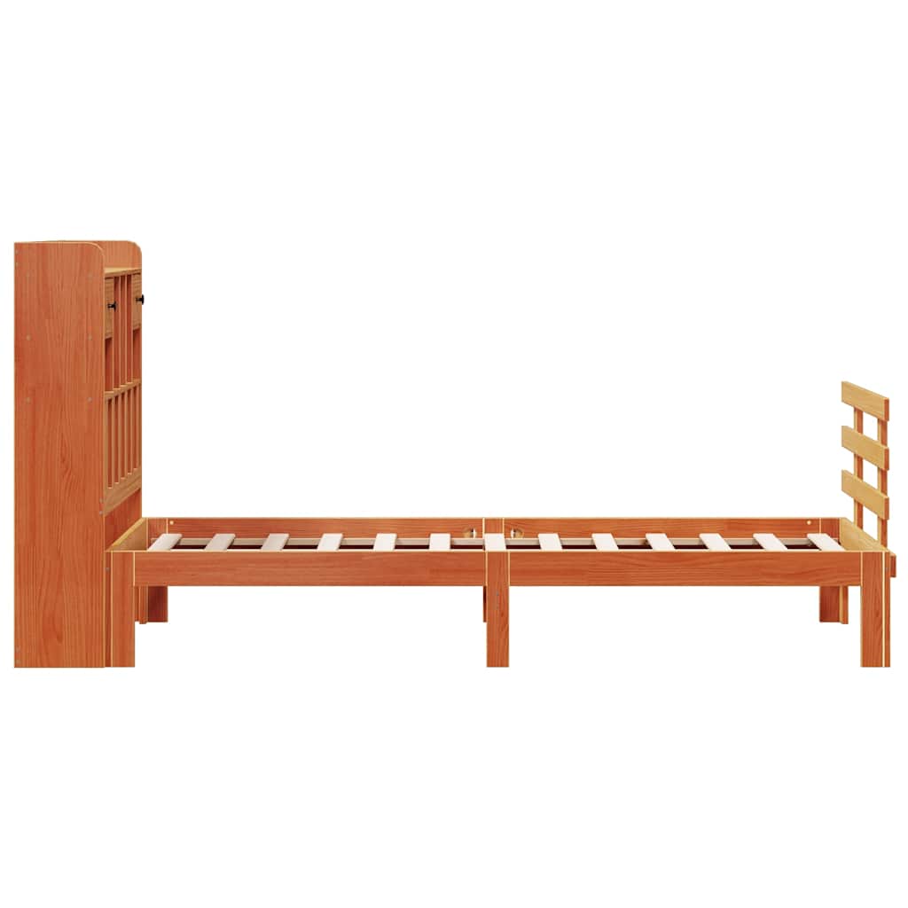 Bookcase Bed without Mattress Wax Brown 75x190 cm Small Single Solid Wood Pine