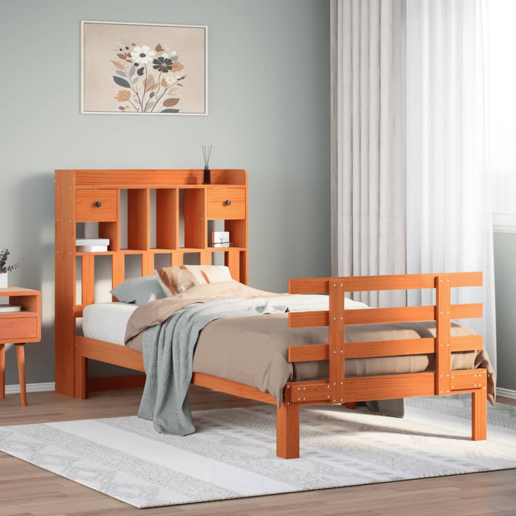 Bookcase Bed without Mattress Wax Brown 75x190 cm Small Single Solid Wood Pine