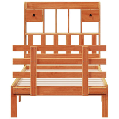 Bookcase Bed without Mattress Wax Brown 100x200cm Solid Wood Pine