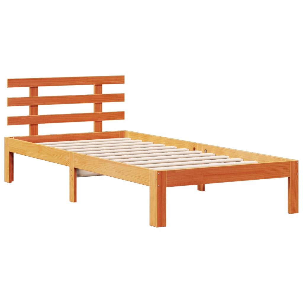 Bookcase Bed without Mattress Wax Brown 100x200cm Solid Wood Pine