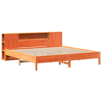 Bookcase Bed without Mattress Wax Brown 200x200 cm Solid Wood Pine