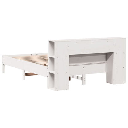Bookcase Bed without Mattress White 150x200 cm King Solid Wood Pine