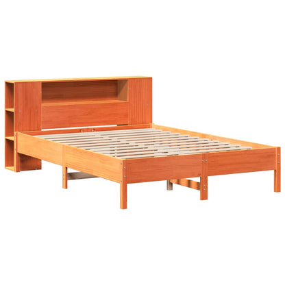 Bookcase Bed without Mattress Wax Brown 150x200 cm King Solid Wood Pine