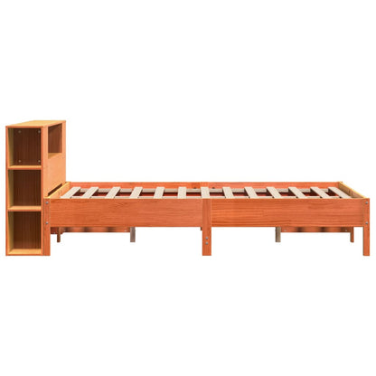 Bookcase Bed without Mattress Wax Brown 150x200 cm King Solid Wood Pine